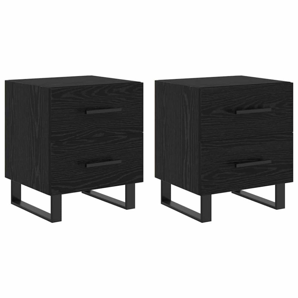 Produktbild för Nattduksbord 2 pcs Svart Ek 40 x 35 x 47,5 cm Konstruerat trä