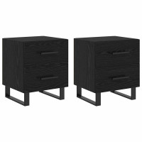 Produktbild för Nattduksbord 2 pcs Svart Ek 40 x 35 x 47,5 cm Konstruerat trä