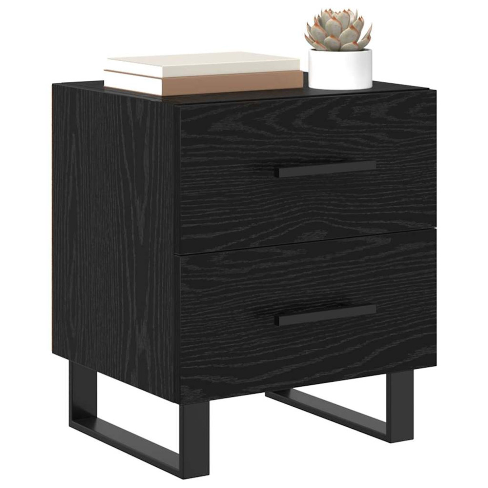 Produktbild för Nattduksbord 2 pcs Svart Ek 40 x 35 x 47,5 cm Konstruerat trä