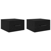Produktbild för Nattduksbord 2 pcs Svart Ek 35 x 35 x 20 cm Konstruerat trä