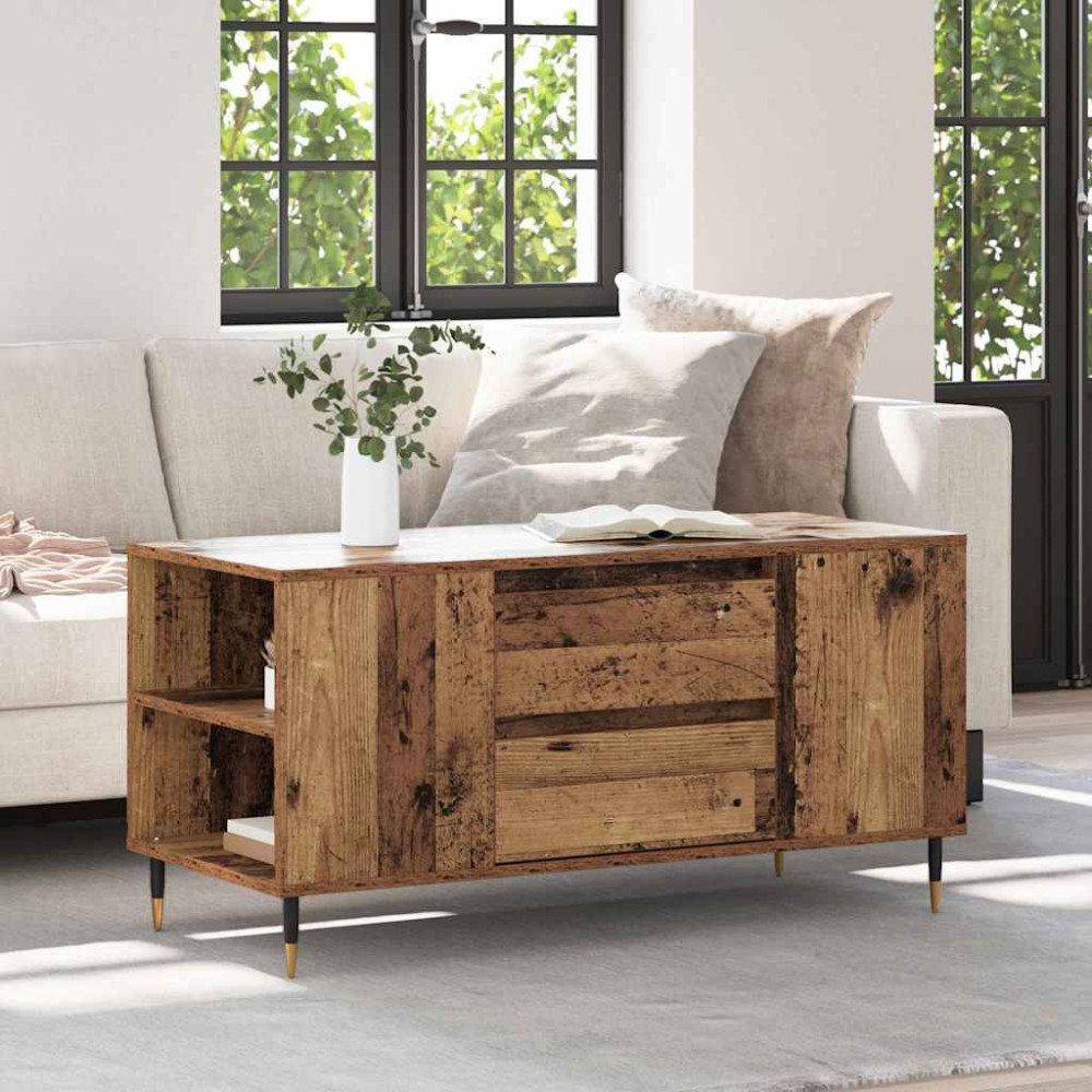 Produktbild för Kaffeebord Gammalt trä 102 x 44,5 x 50 cm Konstruerat trä