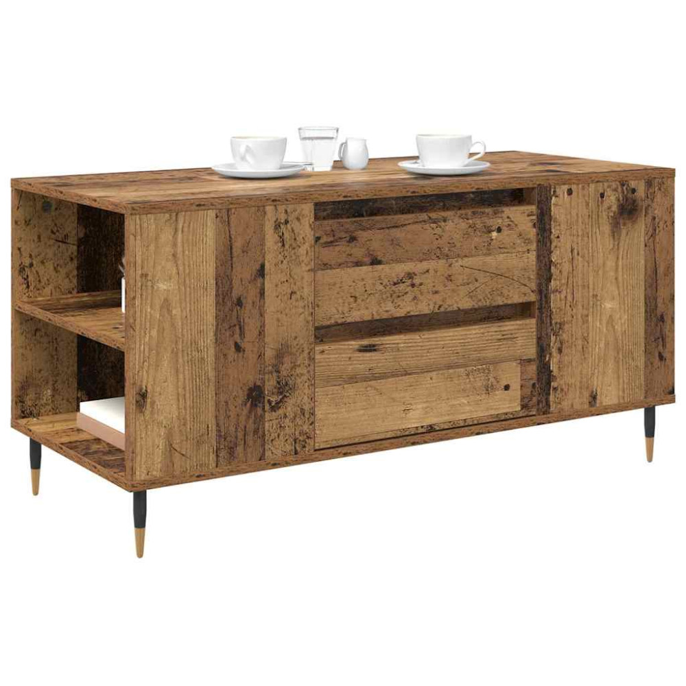 Produktbild för Kaffeebord Gammalt trä 102 x 44,5 x 50 cm Konstruerat trä
