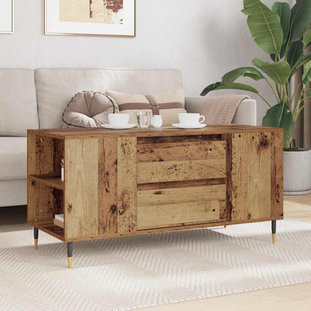 Produktbild för Kaffeebord Gammalt trä 102 x 44,5 x 50 cm Konstruerat trä