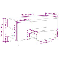 Produktbild för Kaffeebord med låda Svart Ek 102 x 44,5 x 50 cm Konstruerat trä