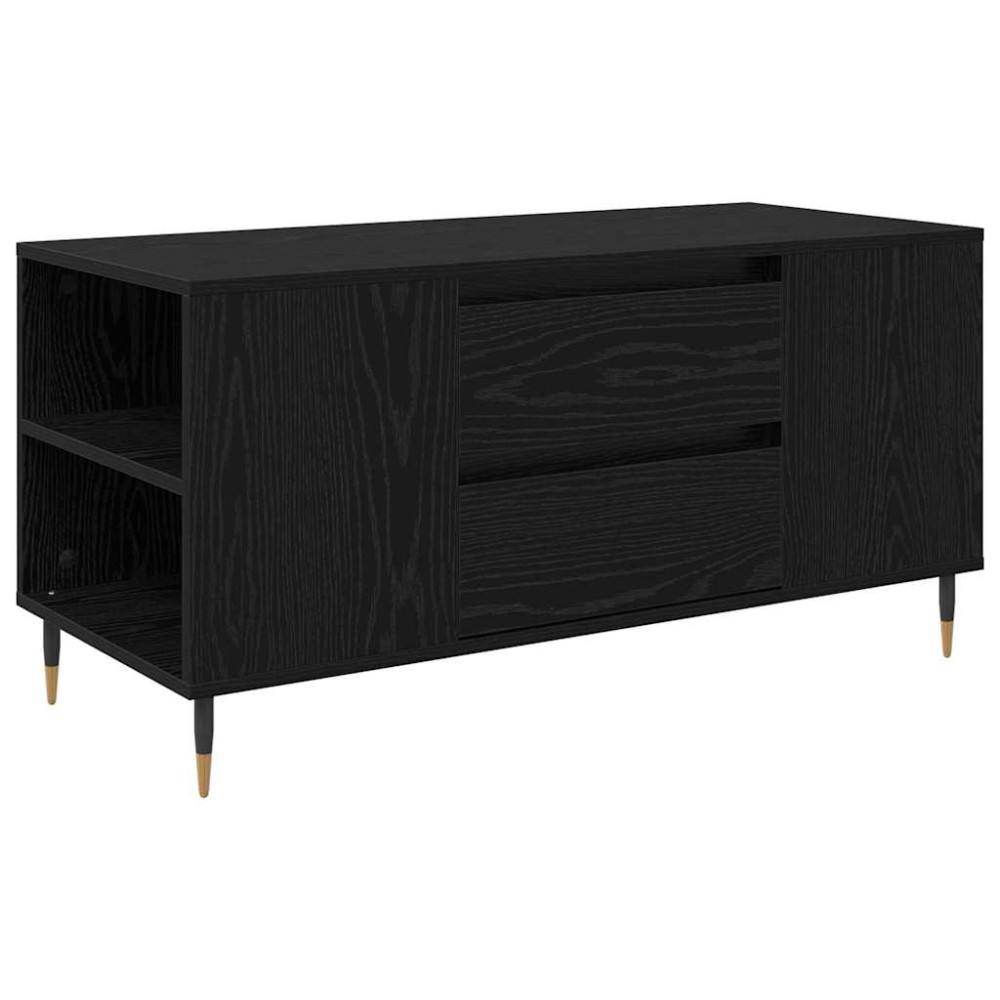 Produktbild för Kaffeebord med låda Svart Ek 102 x 44,5 x 50 cm Konstruerat trä