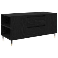 Produktbild för Kaffeebord med låda Svart Ek 102 x 44,5 x 50 cm Konstruerat trä
