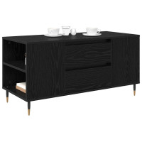 Produktbild för Kaffeebord med låda Svart Ek 102 x 44,5 x 50 cm Konstruerat trä