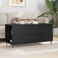 Produktbild för Kaffeebord med låda Svart Ek 102 x 44,5 x 50 cm Konstruerat trä