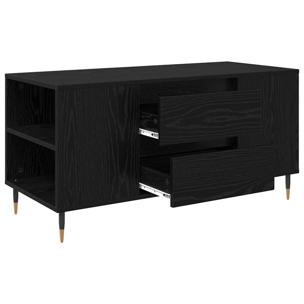 Produktbild för Kaffeebord med låda Svart Ek 102 x 44,5 x 50 cm Konstruerat trä