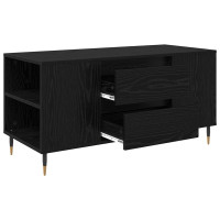 Produktbild för Kaffeebord med låda Svart Ek 102 x 44,5 x 50 cm Konstruerat trä