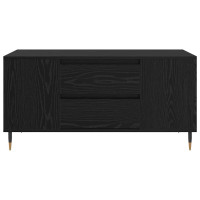 Produktbild för Kaffeebord med låda Svart Ek 102 x 44,5 x 50 cm Konstruerat trä