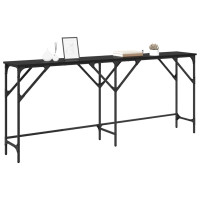 Produktbild för Konsolbord Svart Ek 180 x 30 x 75 cm Konstruerat trä