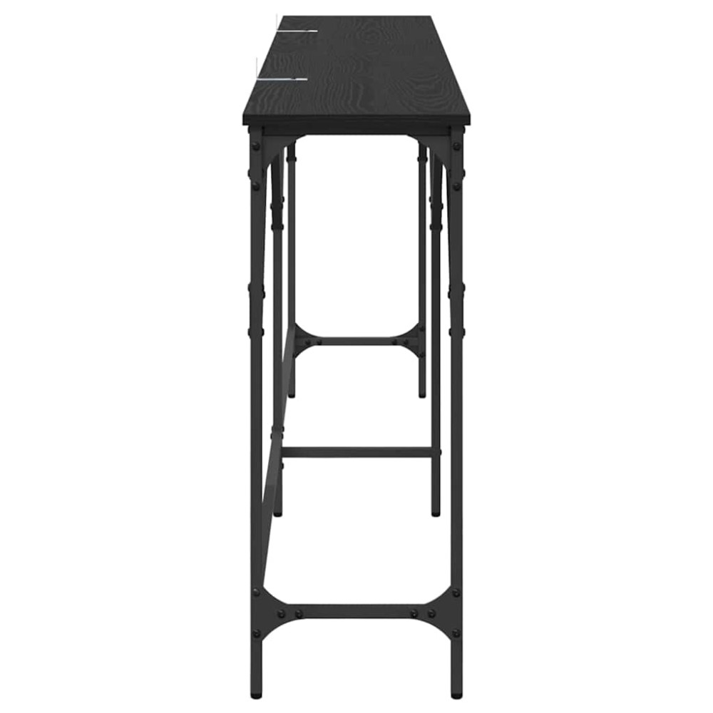 Produktbild för Konsolbord Svart Ek 180 x 30 x 75 cm Konstruerat trä