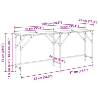 Produktbild för Konsolbord Svart Ek 180 x 30 x 75 cm Konstruerat trä