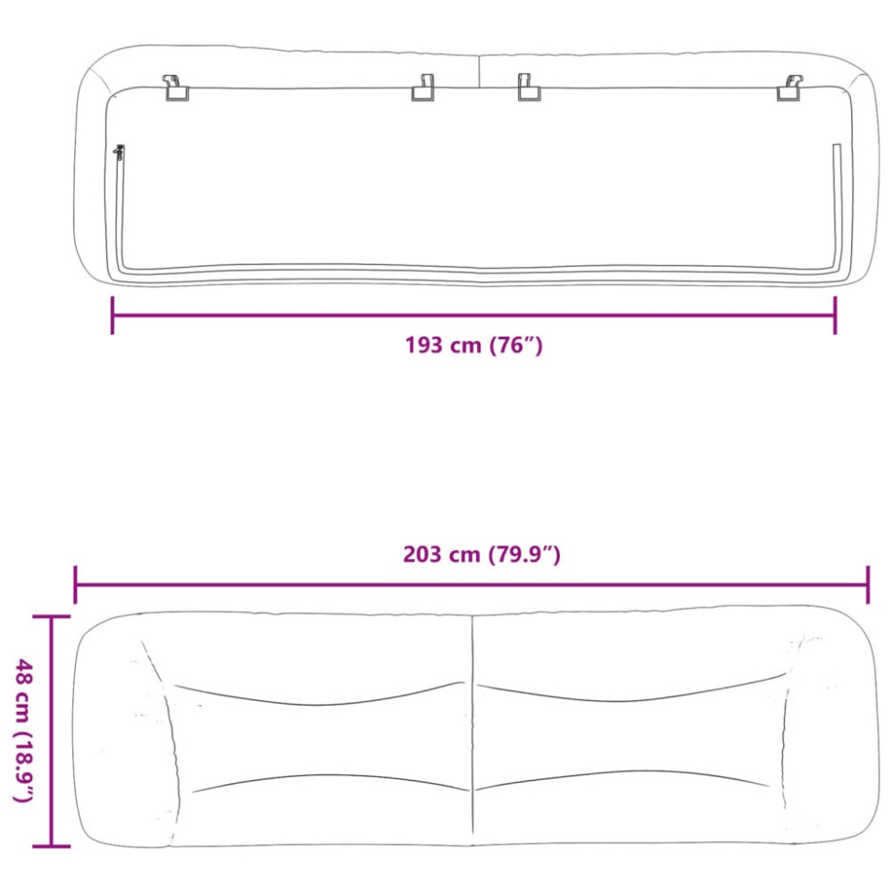 Produktbild för Headboard Cushion "Hvar" Black 193 cm Faux Leather
