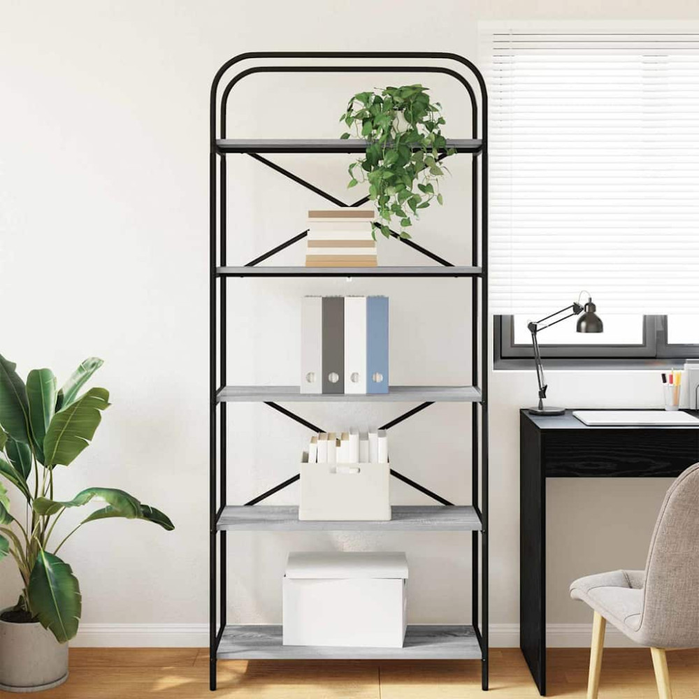 Produktbild för Hyllsystem Grå Sonoma 80 x 30 x 183 cm Konstruerat trä