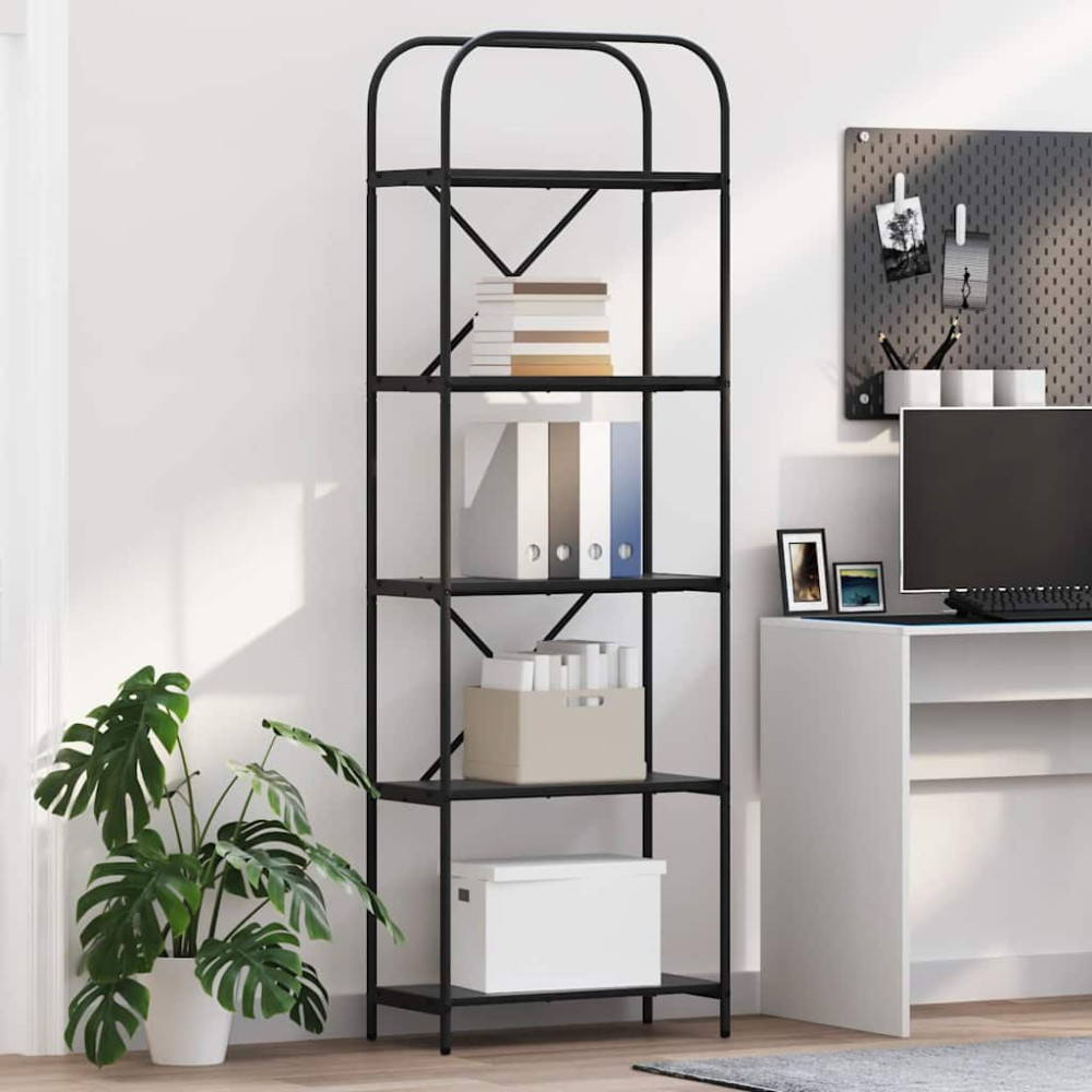 Produktbild för Hyllsystem Svart Ek 60 x 30 x 183 cm Konstruerat trä