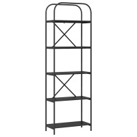 Produktbild för Hyllsystem Svart Ek 60 x 30 x 183 cm Konstruerat trä