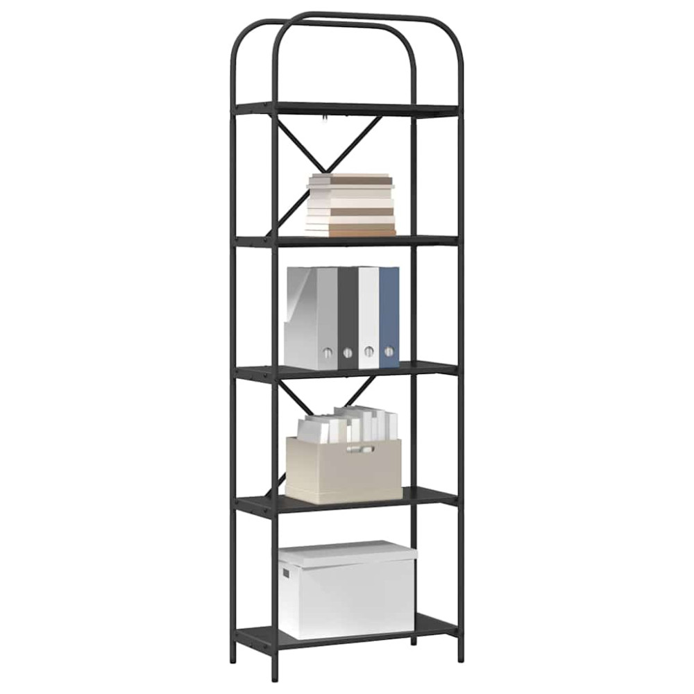 Produktbild för Hyllsystem Svart Ek 60 x 30 x 183 cm Konstruerat trä