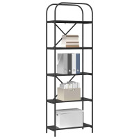 Produktbild för Hyllsystem Svart Ek 60 x 30 x 183 cm Konstruerat trä
