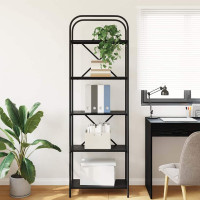 Produktbild för Hyllsystem Svart Ek 60 x 30 x 183 cm Konstruerat trä