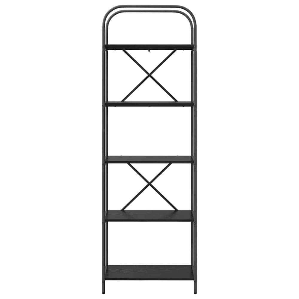 Produktbild för Hyllsystem Svart Ek 60 x 30 x 183 cm Konstruerat trä