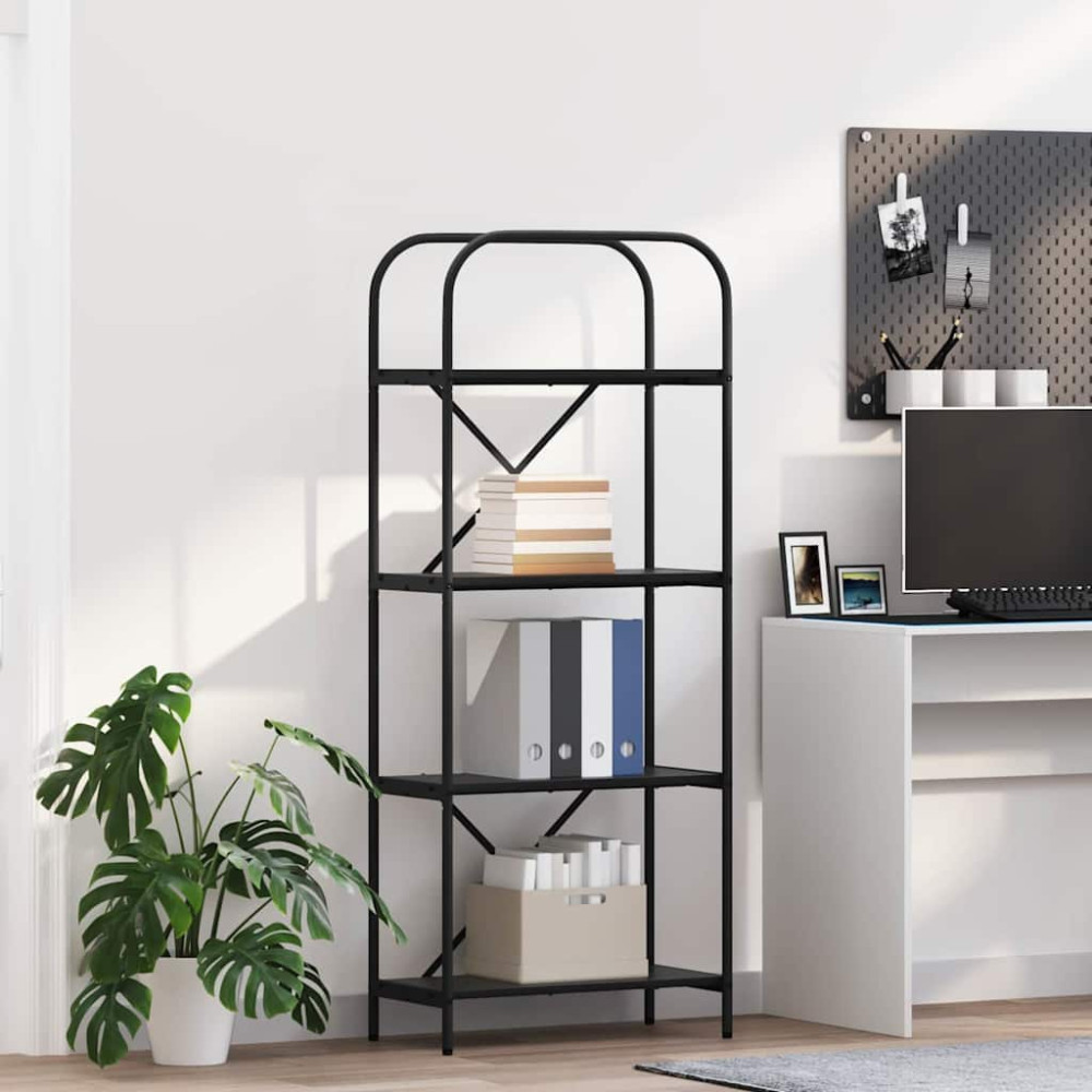 Produktbild för Hyllsystem Svart Ek 60 x 30 x 146 cm Konstruerat trä
