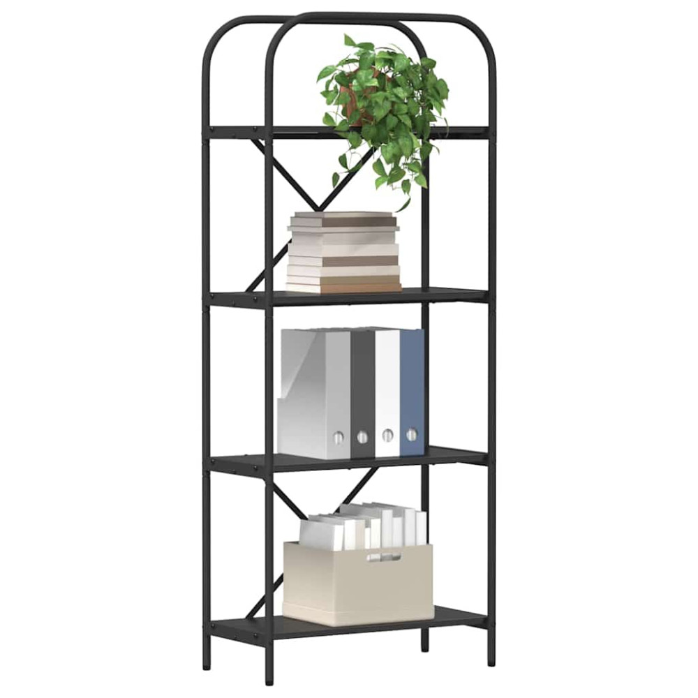Produktbild för Hyllsystem Svart Ek 60 x 30 x 146 cm Konstruerat trä