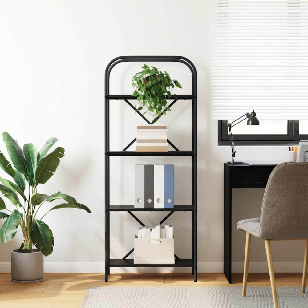 Produktbild för Hyllsystem Svart Ek 60 x 30 x 146 cm Konstruerat trä