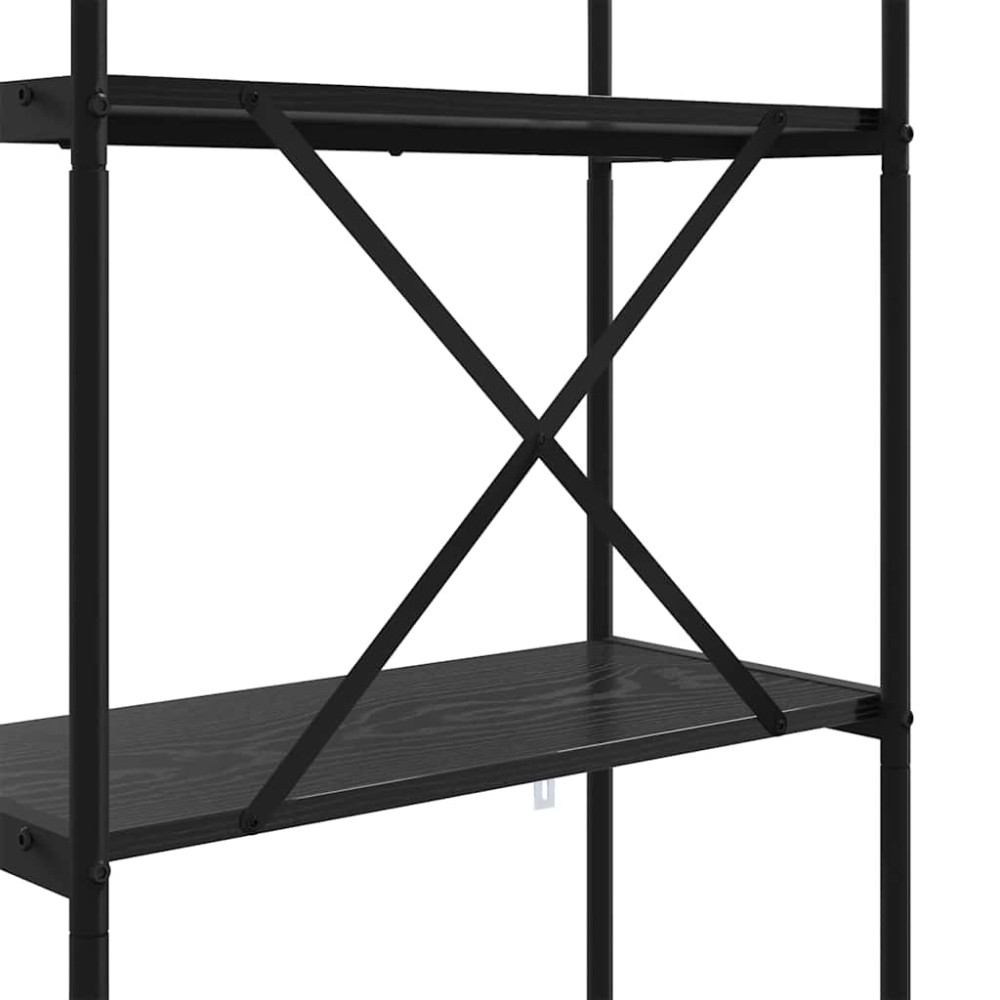 Produktbild för Hyllsystem Svart Ek 60 x 30 x 146 cm Konstruerat trä