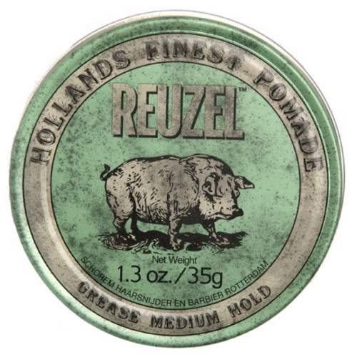 Reuzel REUZEL Styling Green Pomade Grease Medium Hold pomáda na vlasy se středním zpevněním a leskem pro muže 35g