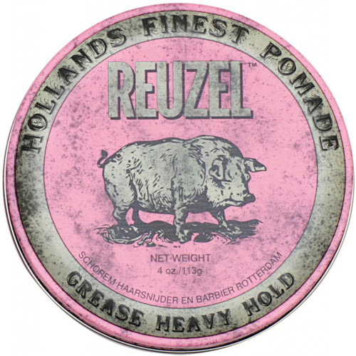 Reuzel REUZEL Styling Pink Pomade Grease Heavy Hold pomáda na vlasy se středním zpevněním a leskem pro muže 113g