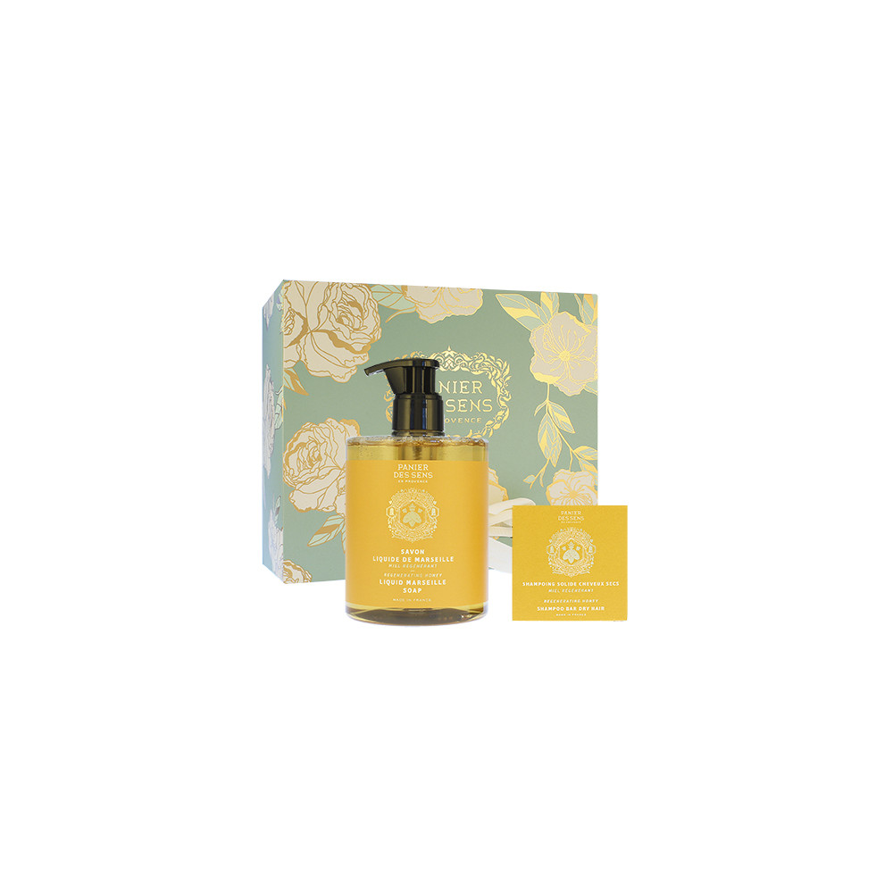 Produktbild för Panier Des Sens Regenerating Honey dárková sada tekuté mýdlo 500 ml + tuhý šampon pro suché vlasy 75 g
