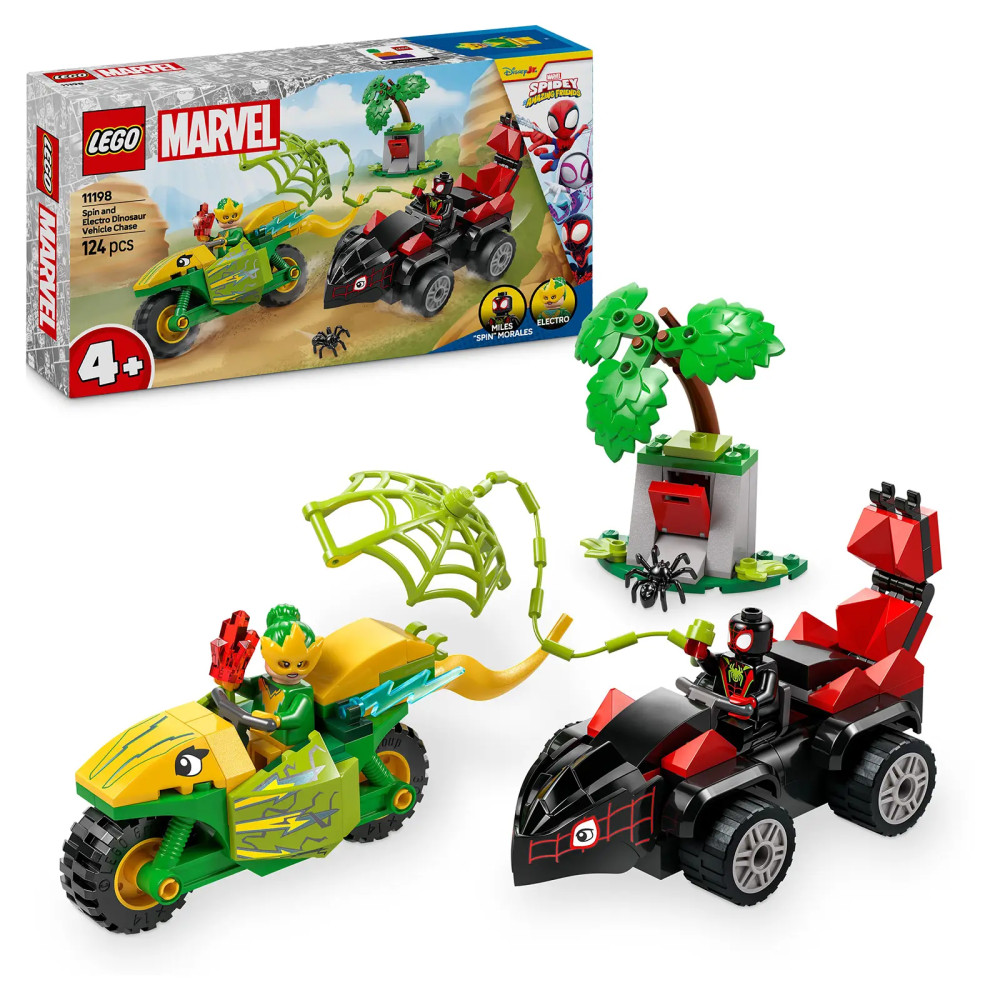 Produktbild för LEGO® Marvel 11198 Spin And Electro Dinosaur Vehicle Chase