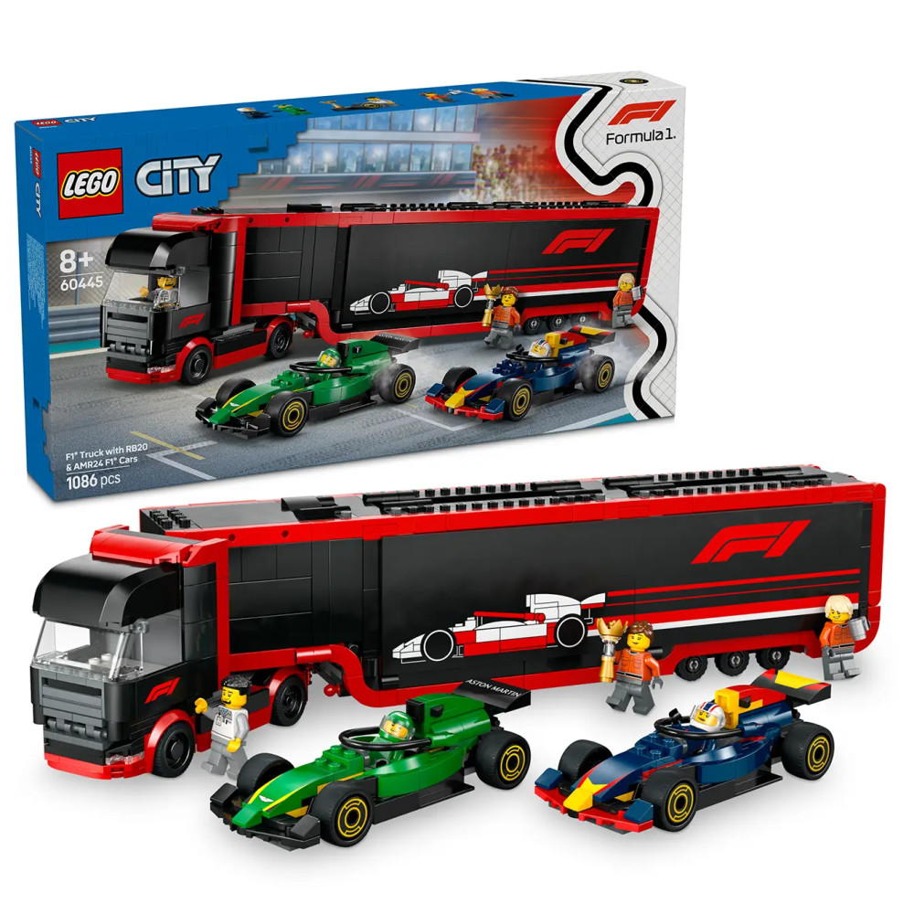 Produktbild för LEGO® City 60445 F1® Truck With Rb20 & AMR24 F1® Cars