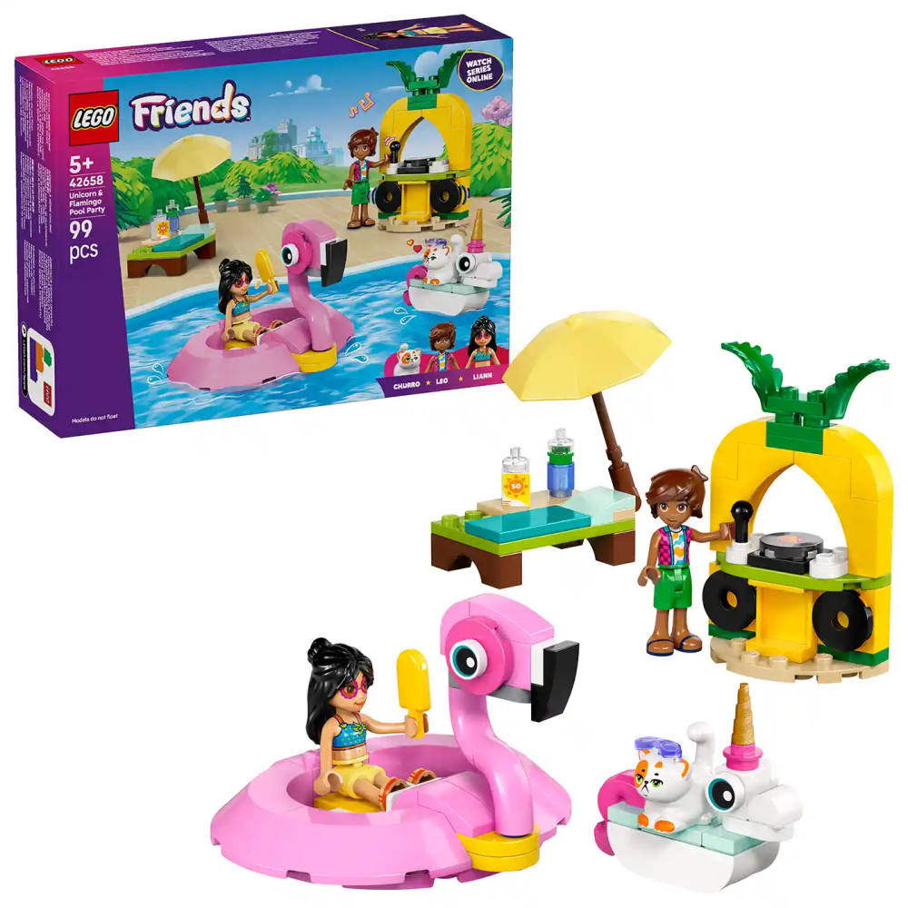 Produktbild för LEGO® Friends 42658 Zábava u bazénu s jednorožcem a plameňákem