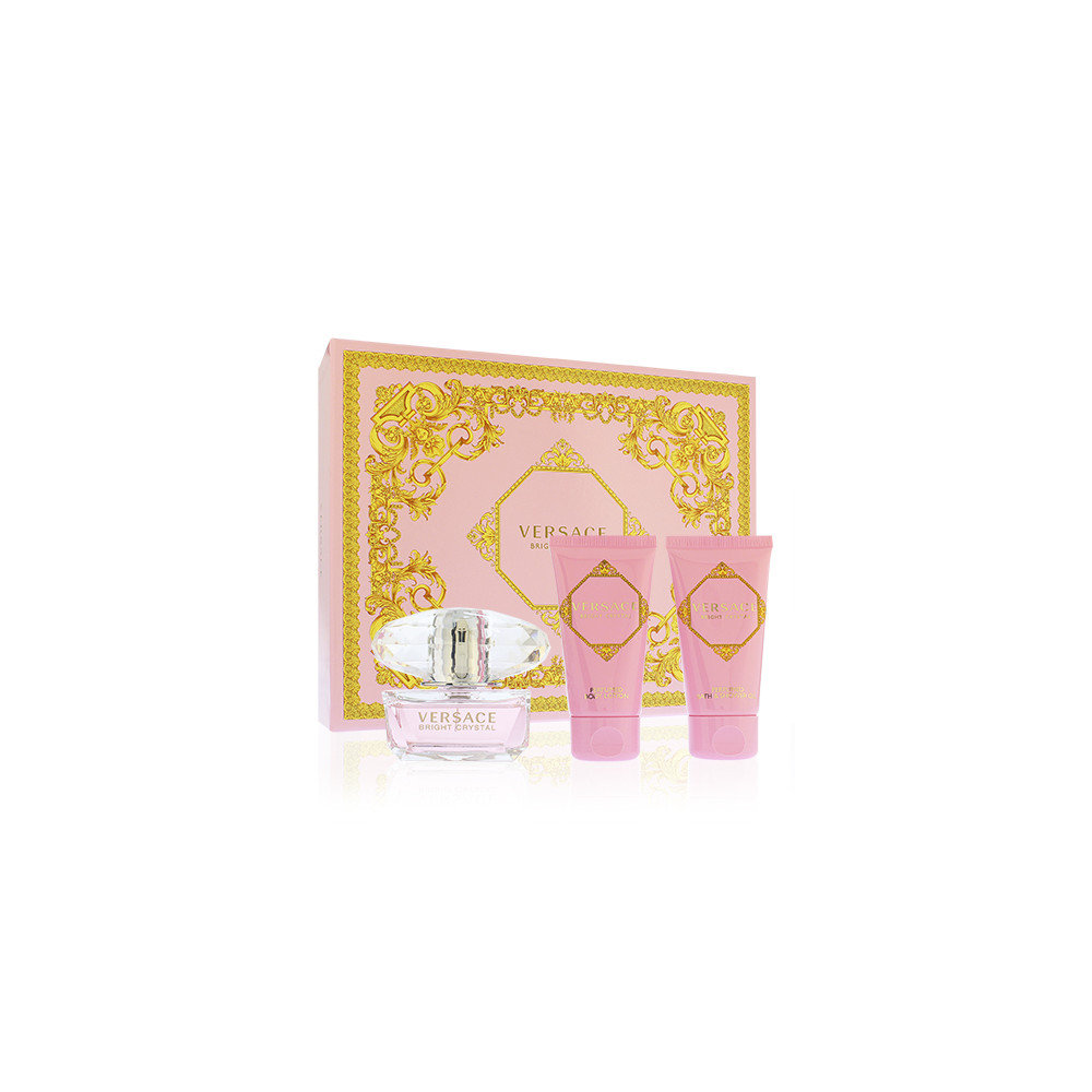 Produktbild för Versace Bright Crystal eau de toilette for women 50 ml + tělové mléko 50 ml + sprchový gel 50 ml gift set