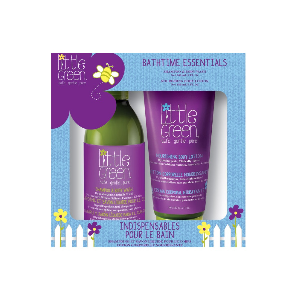 Produktbild för Little Green KIDS Bathtime Essentials Box pro děti (sprchový gel+tělové mléko) 240 ml+180 ml
