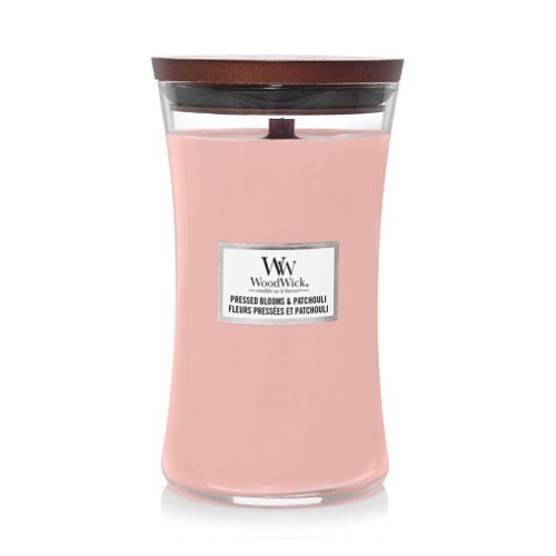 WoodWick WoodWick Pressed Blooms & Patchouli scented candle with wooden wick 609,5 g