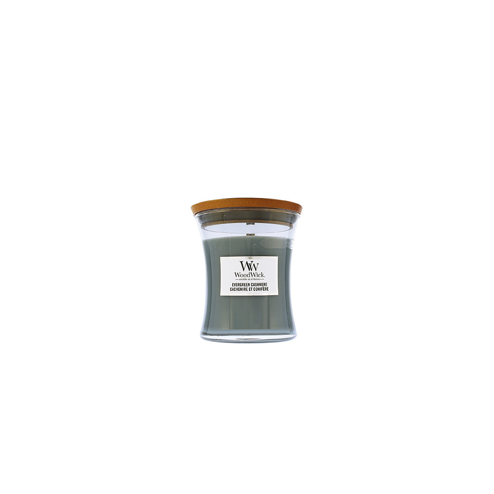 Produktbild för WoodWick Evergreen Cashmere vonná svíčka s dřevěným knotem 275 g