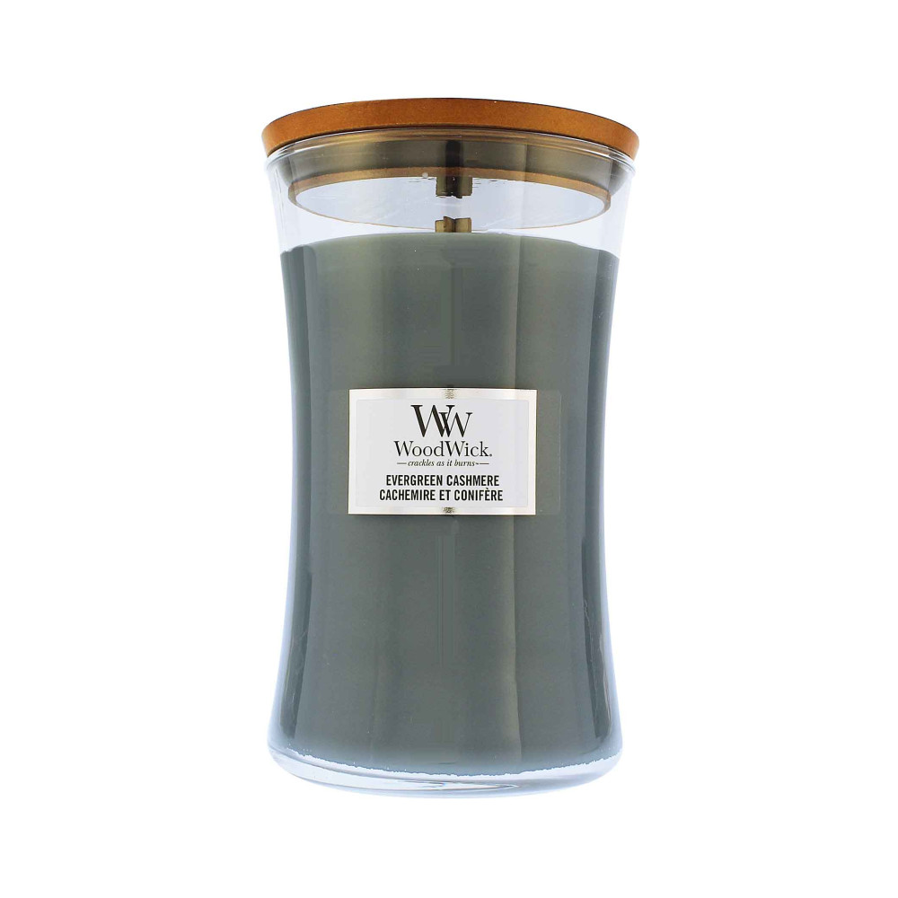 Produktbild för WoodWick Evergreen Cashmere vonná svíčka s dřevěným knotem 609 g