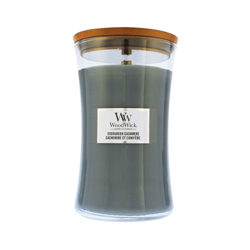 WoodWick WoodWick Evergreen Cashmere vonná svíčka s dřevěným knotem 609 g