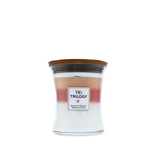 WoodWick WoodWick Trilogy Blooming Orchard vonná svíčka s dřevěným knotem 275 g