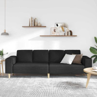 Produktbild för Vardagsrumsoffa Svart 250 x 77 x 76 cm Polyester