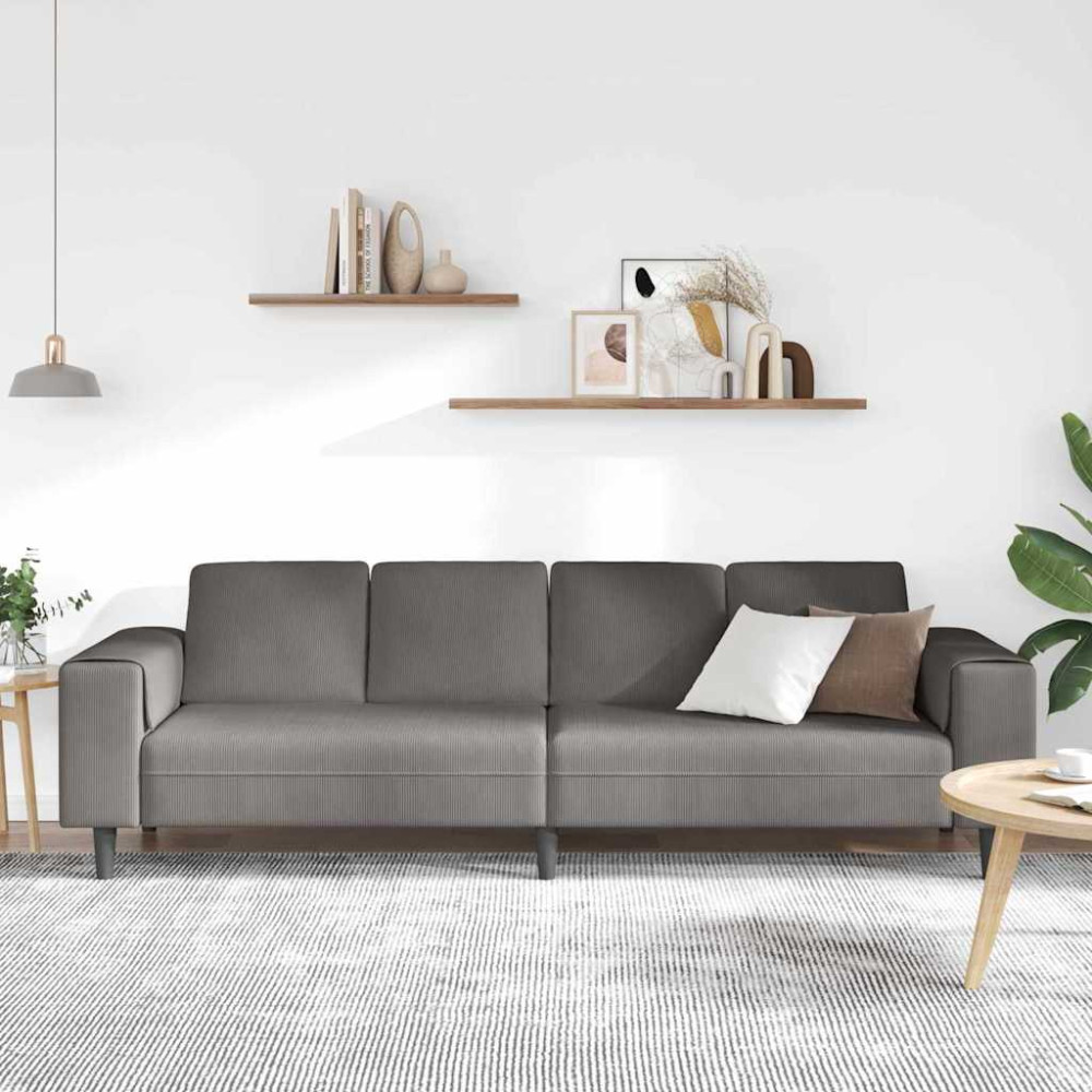 Produktbild för Soffa Ljusgrå 250 x 77 x 76 cm Kordread tyg