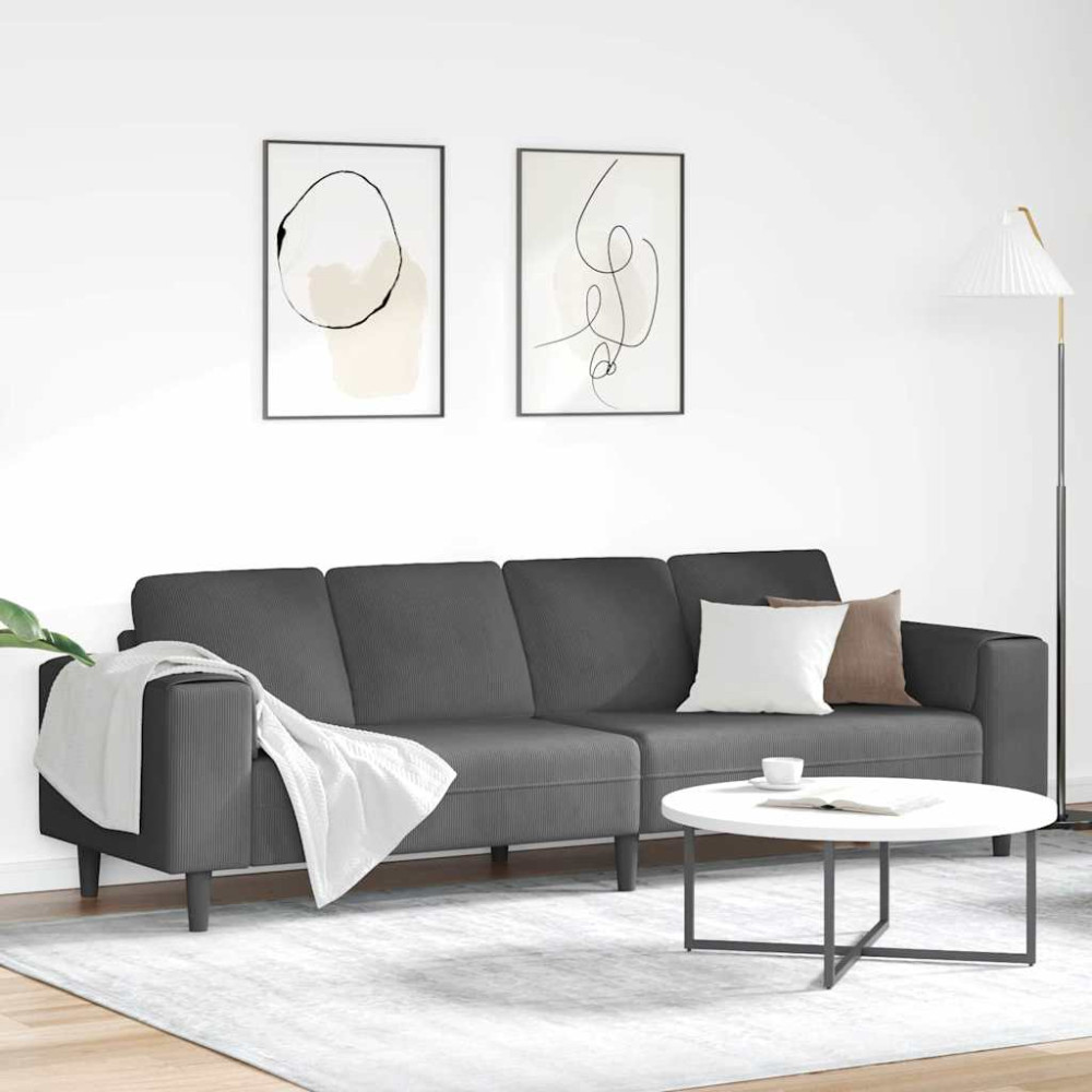 Produktbild för Soffa Mörkgrå 250 x 77 x 76 cm Kordread tyg