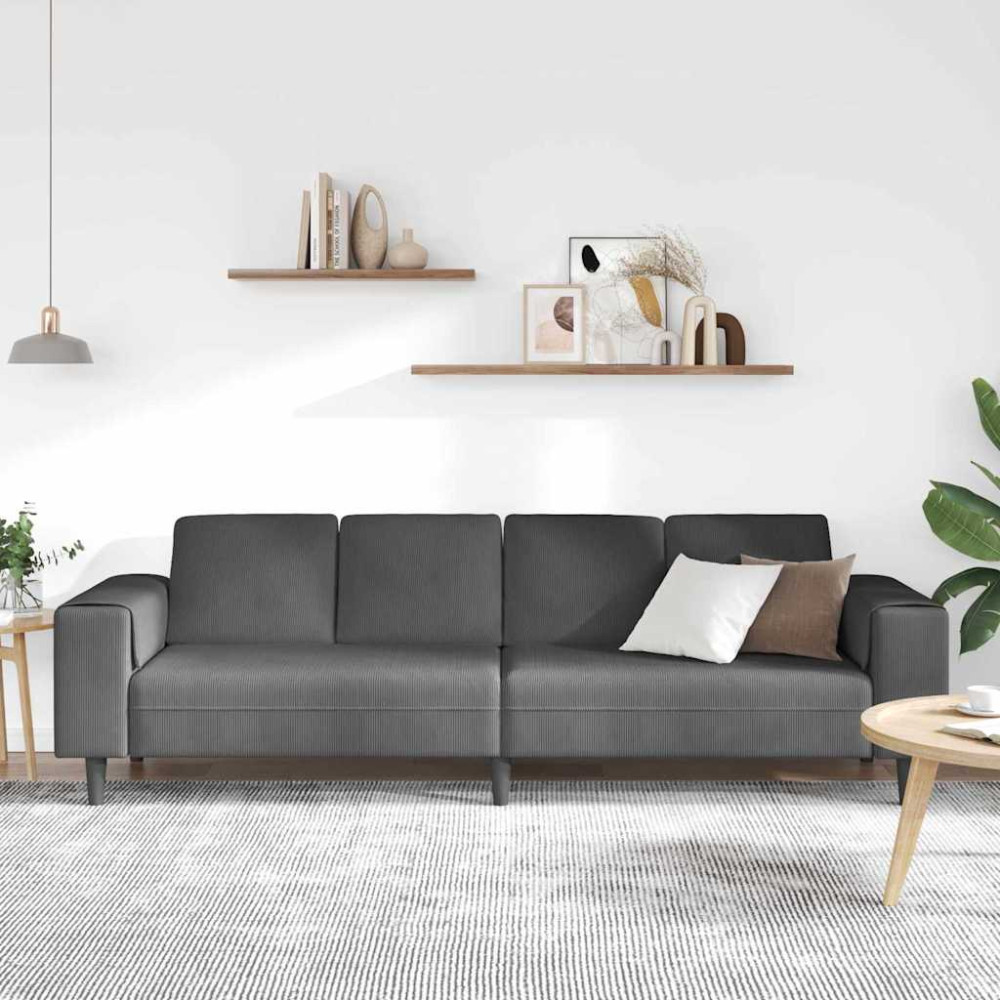 Produktbild för Soffa Mörkgrå 250 x 77 x 76 cm Kordread tyg