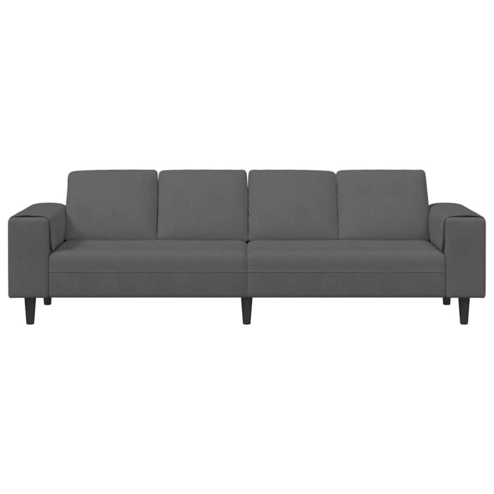 Produktbild för Soffa Mörkgrå 250 x 77 x 76 cm Kordread tyg
