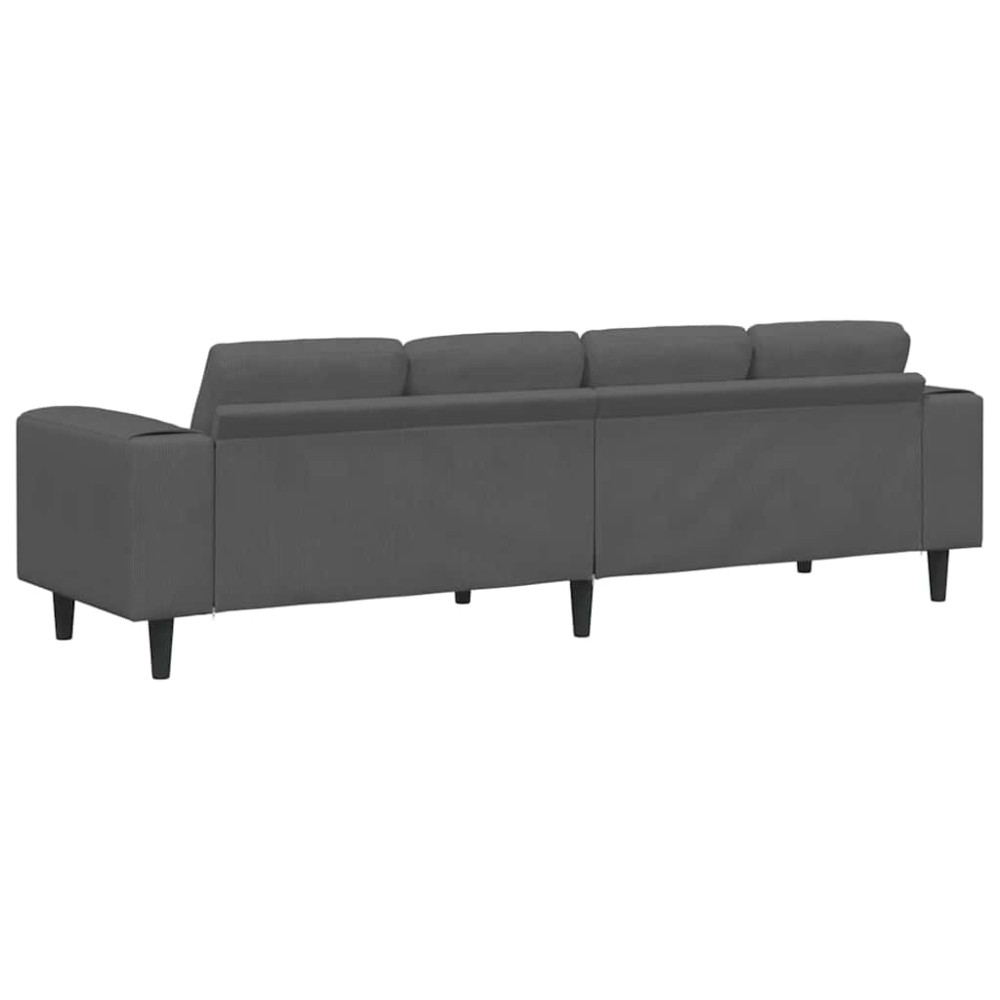 Produktbild för Soffa Mörkgrå 250 x 77 x 76 cm Kordread tyg