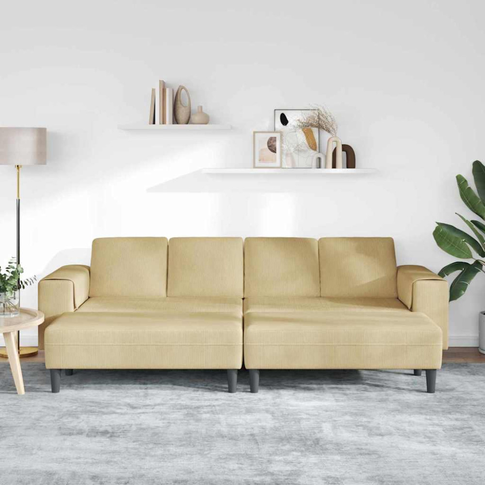 Produktbild för Soffa Grågrön 250 x 188 x 76 cm Kordread tyg